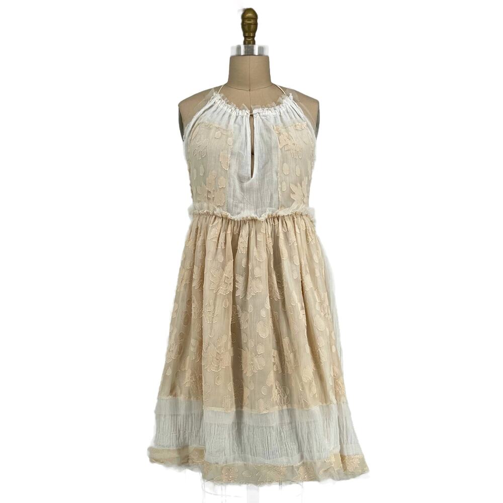 Vintage Y2K Anna Sui Lagenlook Cotton/Silk Halter Dress size Small